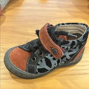 Moschino Black and Red Sneakers with Velcro Closure